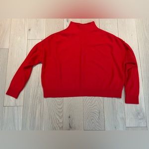 Pilcro Red Crop Cashmere Mock Turtleneck